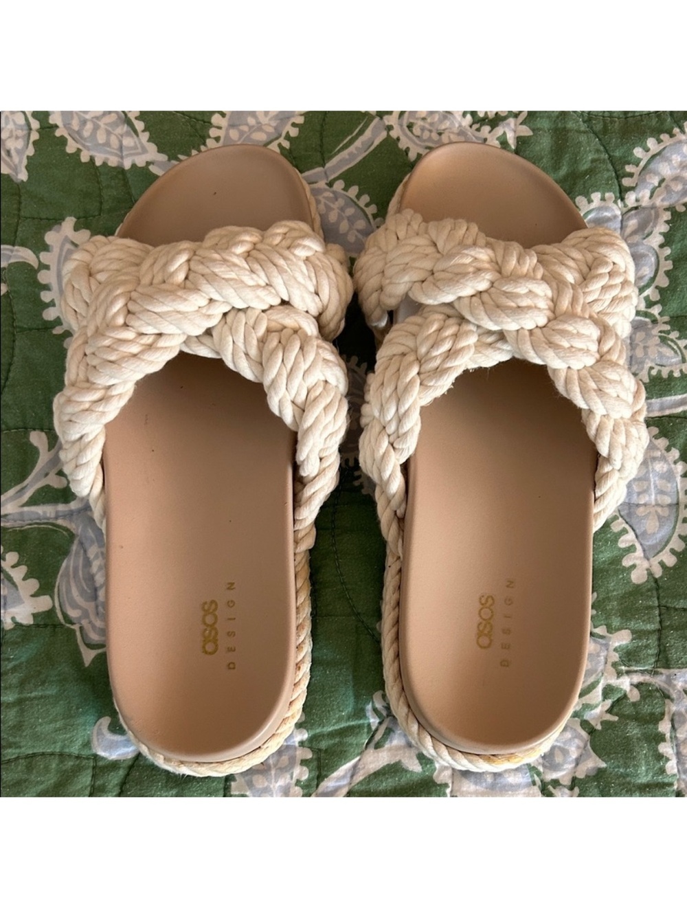 ASOS Cream Jasmine Braided Slide Sandals